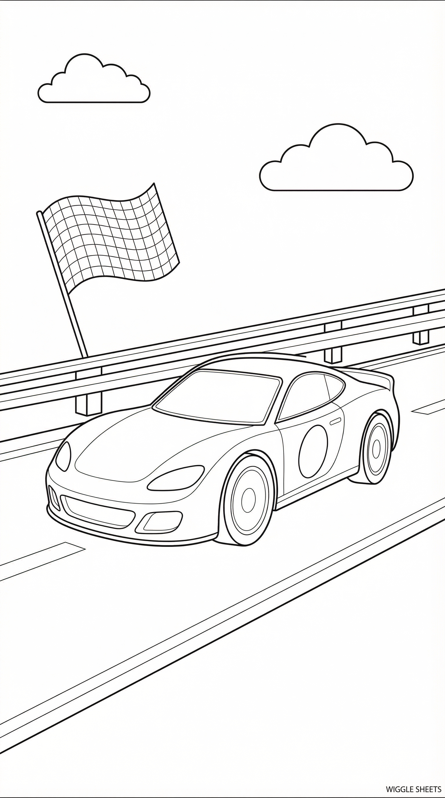 Number Race Car Coloring Page